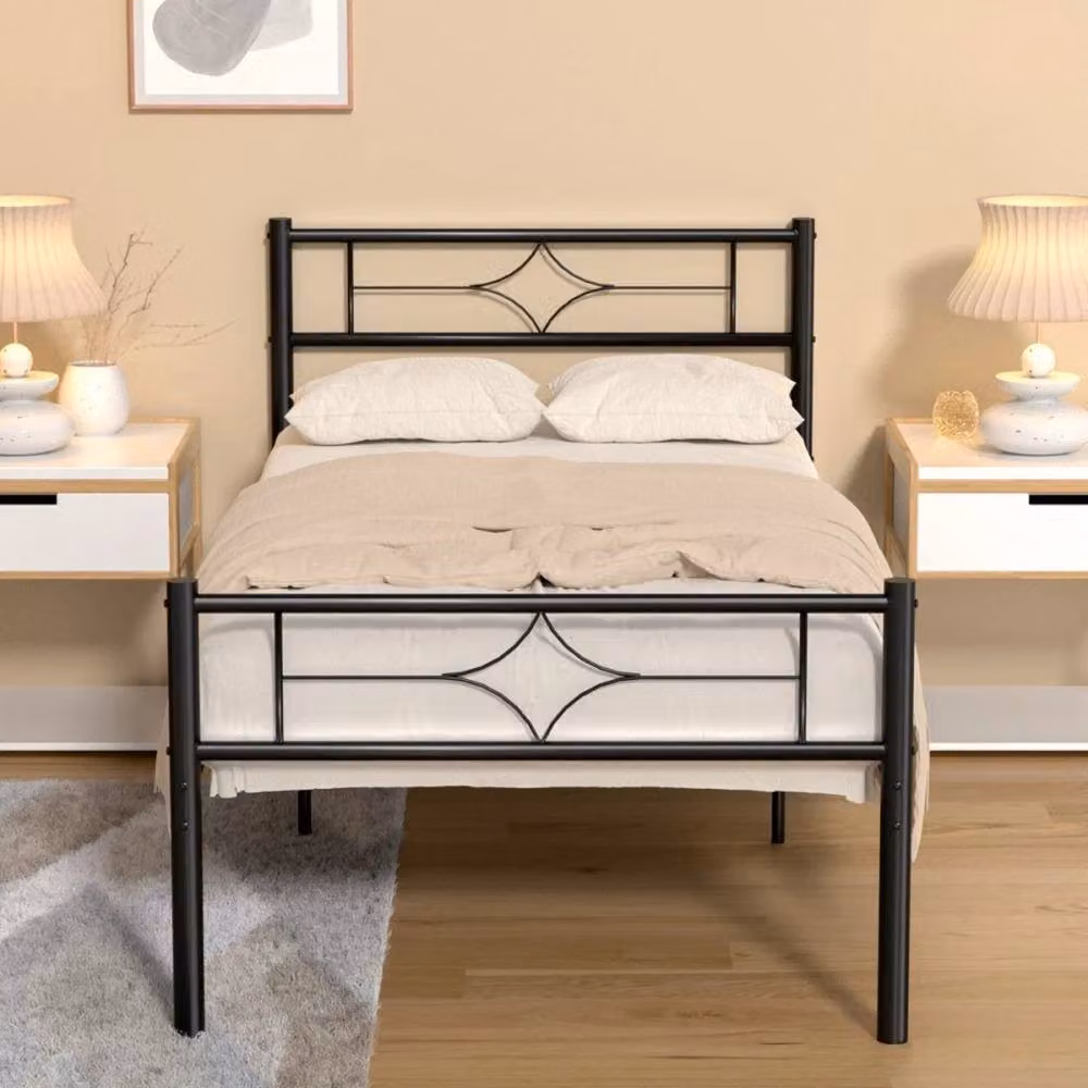 SPETLEK Metal Double Bed Frame in Black, W/D/H: 140 x 200 cm – 3