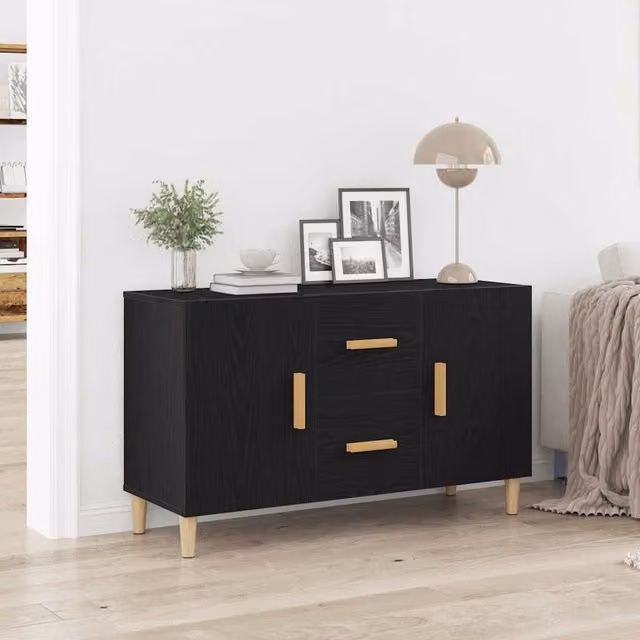 Berkfield Home Black Oak Sideboard, W/D/H: 100 x 36 x 60 cm – 1