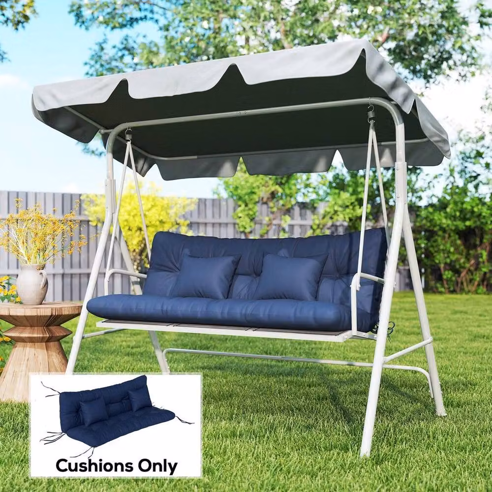 PAWNORA Blue Seat and Back Cushion Set with 2 Pillows – 3