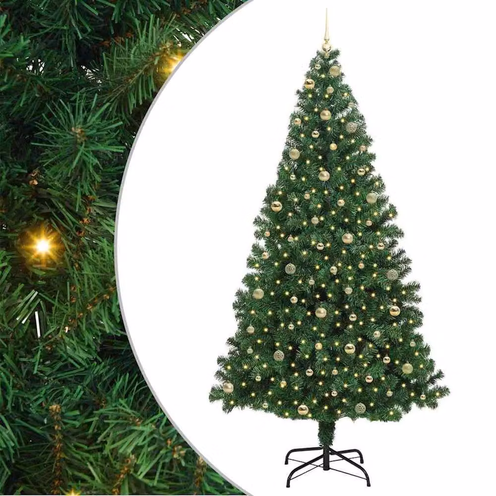 Berkfield Home Artificial Christmas Tree with 300 LEDs and Stand, Green, Height: 240 cm – 2