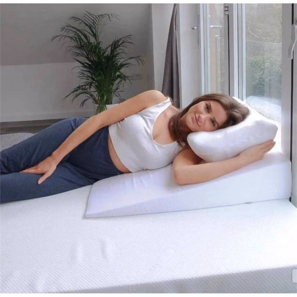 Nordara White Memory Foam Raised Wedge Pillow for Back and Neck Support W/D/H: 125 x 190 x 15 cm – 3