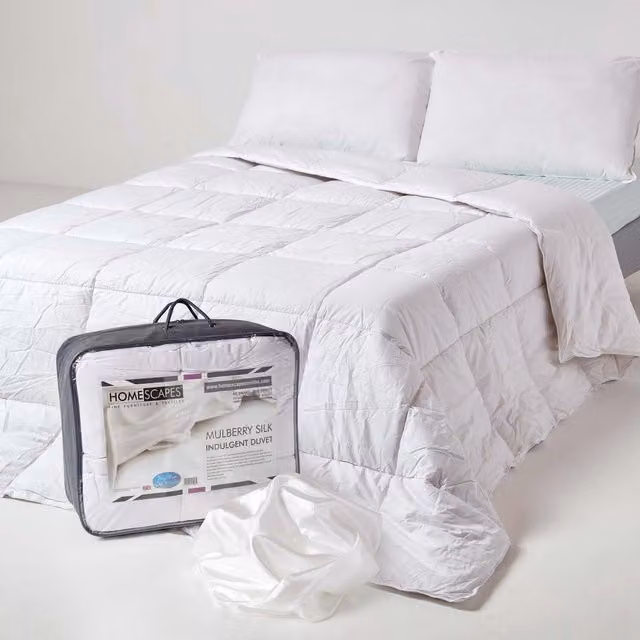 Homescapes Mulberry Silk 4.5 Tog Summer Duvet, White, Double