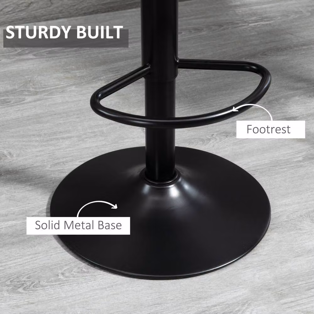 STILVORA Set of 2 Height Adjustable Grey Microfibre Bar Stools with 360 Degree Swivel and Metal Base – 5