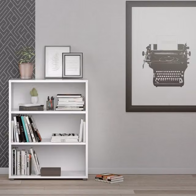 Furniture To Go Prima Bookcase with 2 Shelves and Back Panel, White