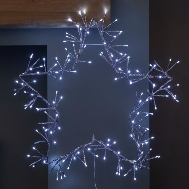 Snowtime Silver Christmas Star with 150 Ice White LEDs for Indoor and Outdoor Decoration, 60 cm