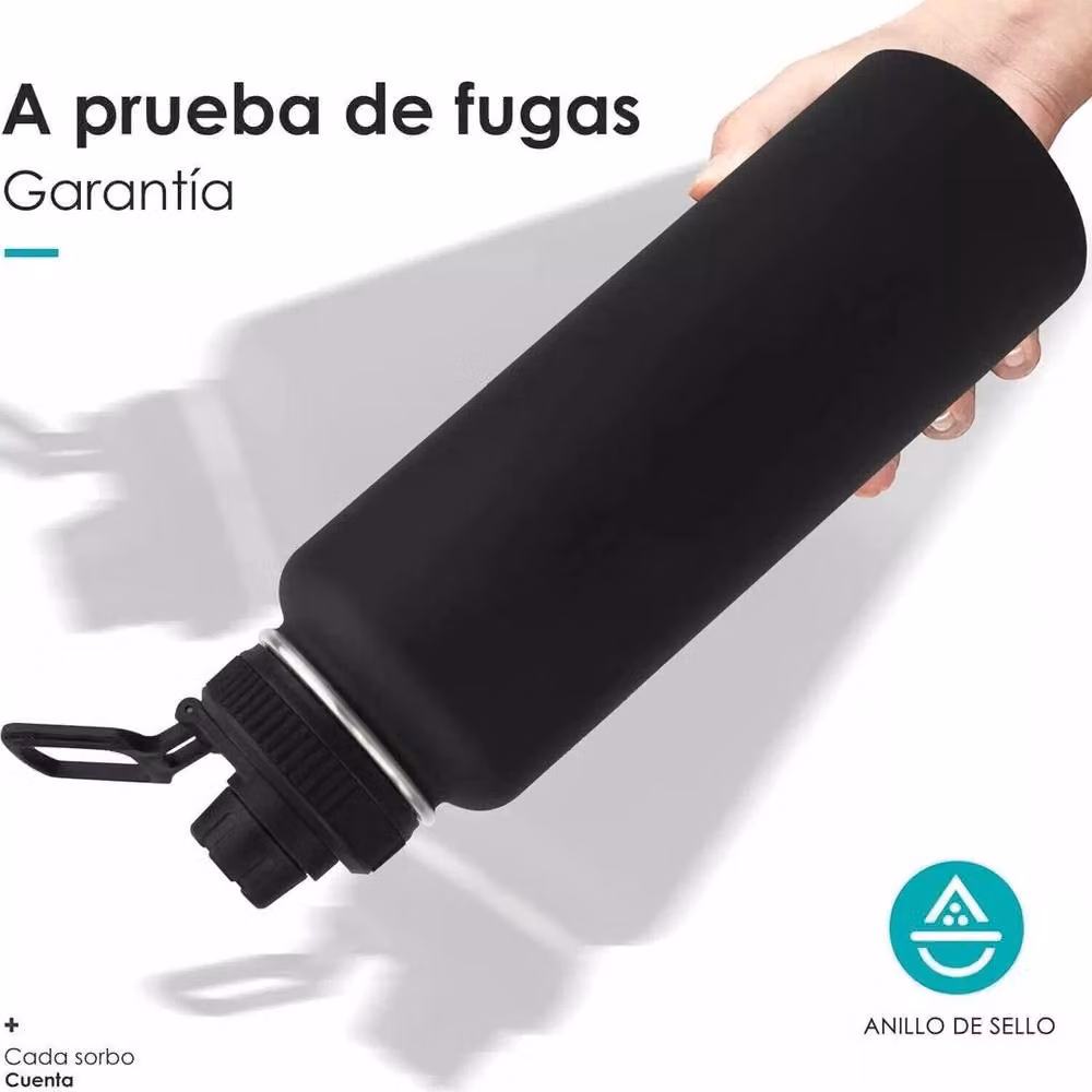 FLAVORA Leakproof Stainless Steel Vacuum Insulated Water Bottle, Black, 1.2 l – 6