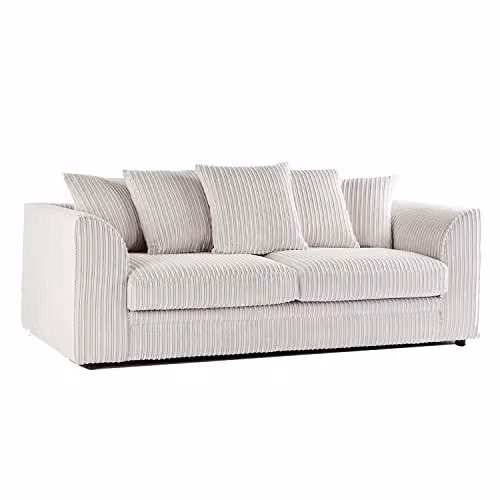 Furnishings For Less UK Luxor Jumbo Cord Fabric Sofa Suite in Cream