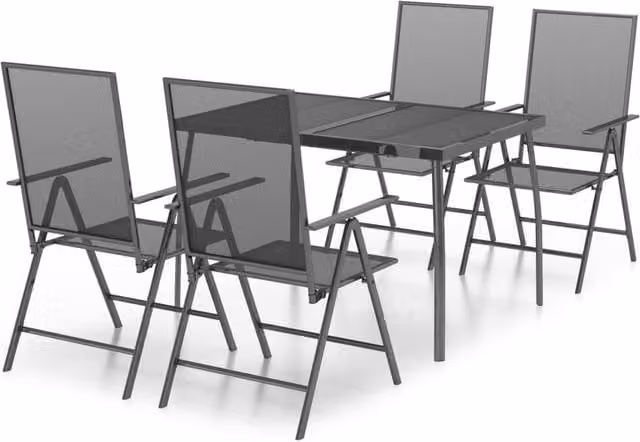 Berkfield Home 5 Piece Anthracite and Black Powder Coated Steel Garden Dining Set – 1