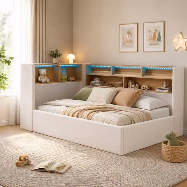 STILVORA Modern Upholstered Single Bed Frame with Lift-Up Storage in Beige Velvet, W/D/H: 90 x 190 x 110 cm – 1