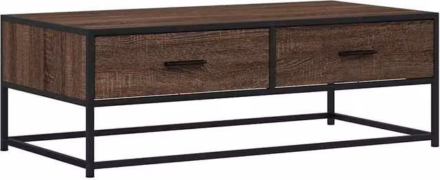 Berkfield Home Brown Oak Coffee Table with Metal Sled Base, W/D/H: 100 x 50 x 35 cm – 1