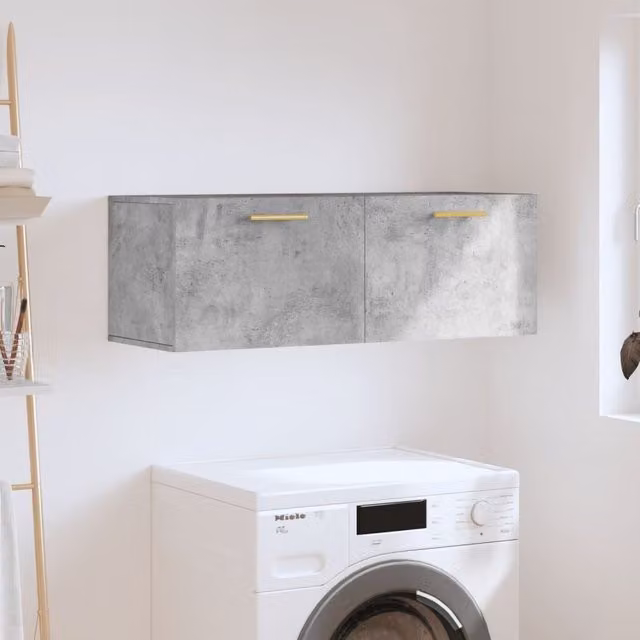 Berkfield Home Wall Cabinet in Concrete Grey, W: 100 cm, D: 36.5 cm, H: 35 cm