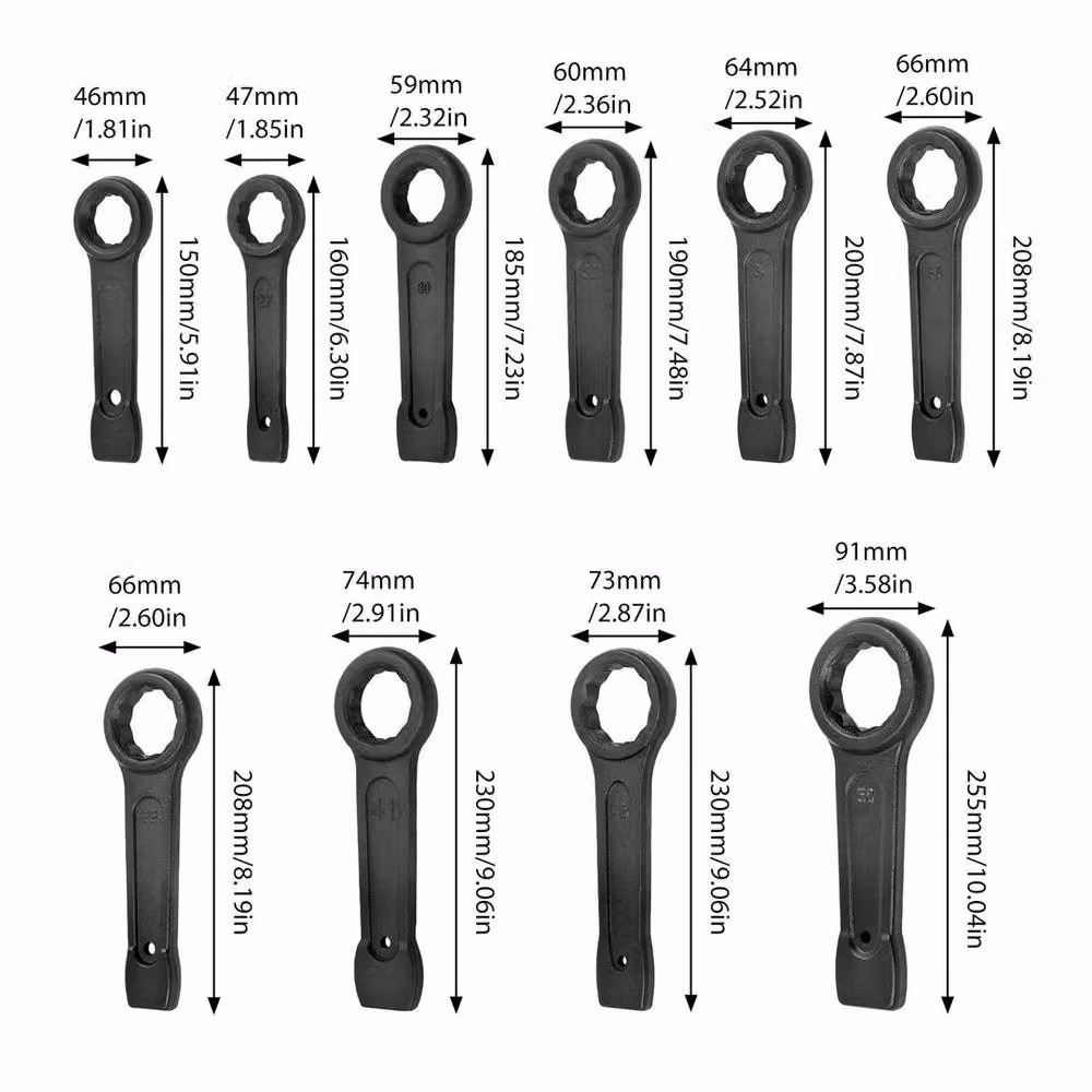 SPETLEK 10-Piece Heavy Duty Slogging Striking Ring Spanner Set in Black, W/D/H: 100 x 40 x 40 cm – 2