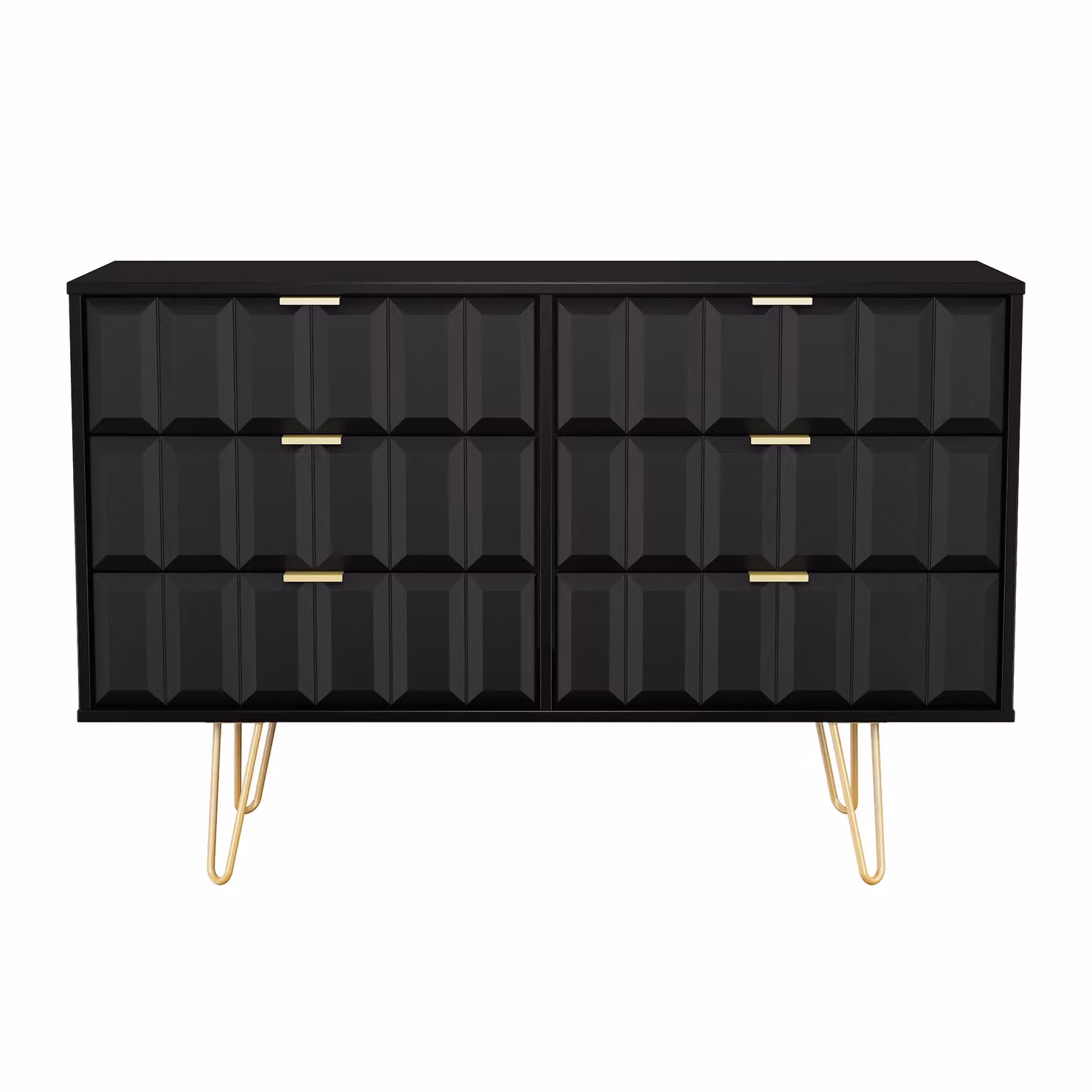 2 U Metro Ready Assembled 6 Drawer Wide Chest in True Black and Gold – 2