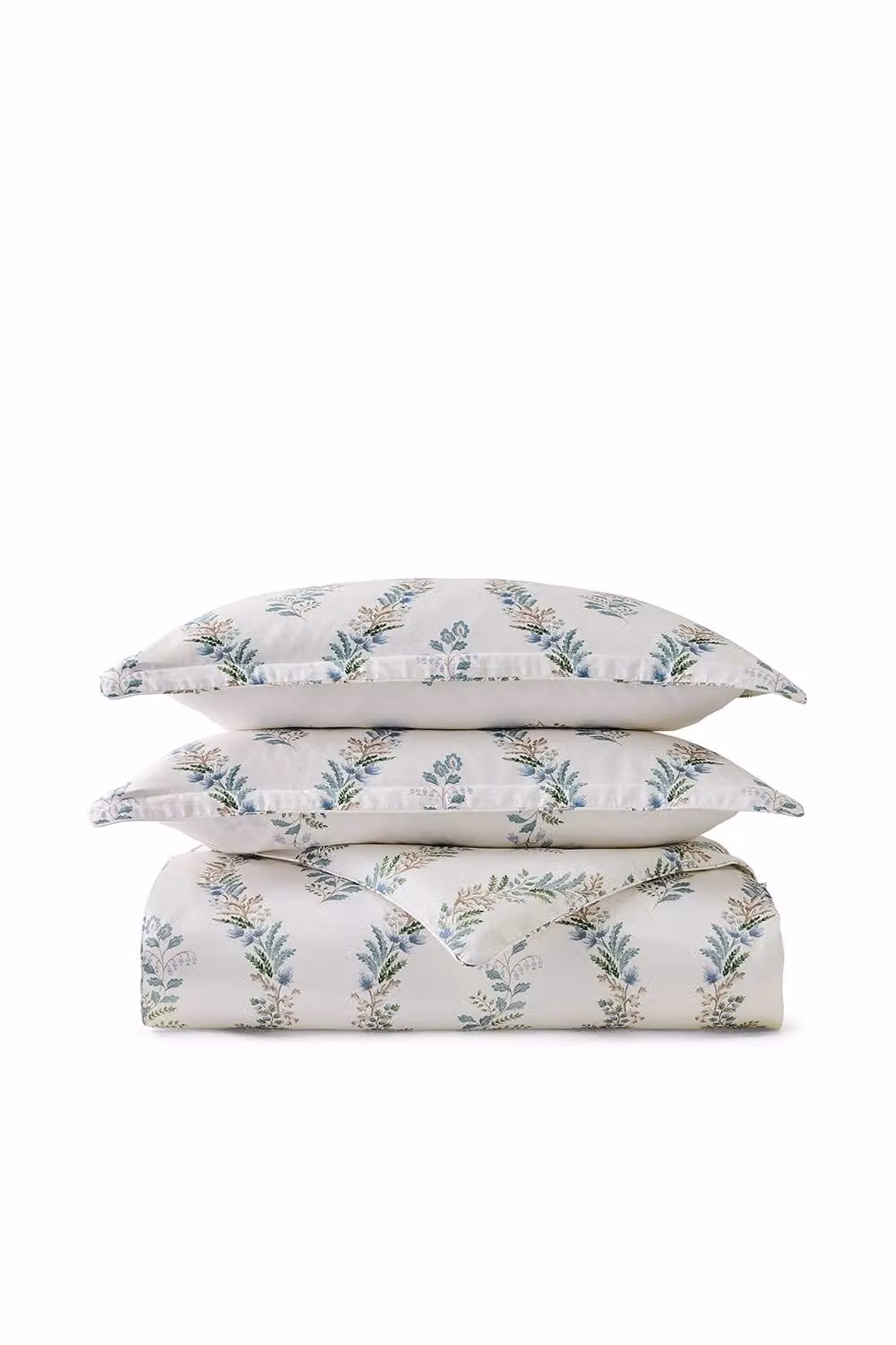 Christy Eversham Floral Reversible Cotton Sateen Duvet Cover Set in Blue, W: 200 cm x L: 200 cm – 2