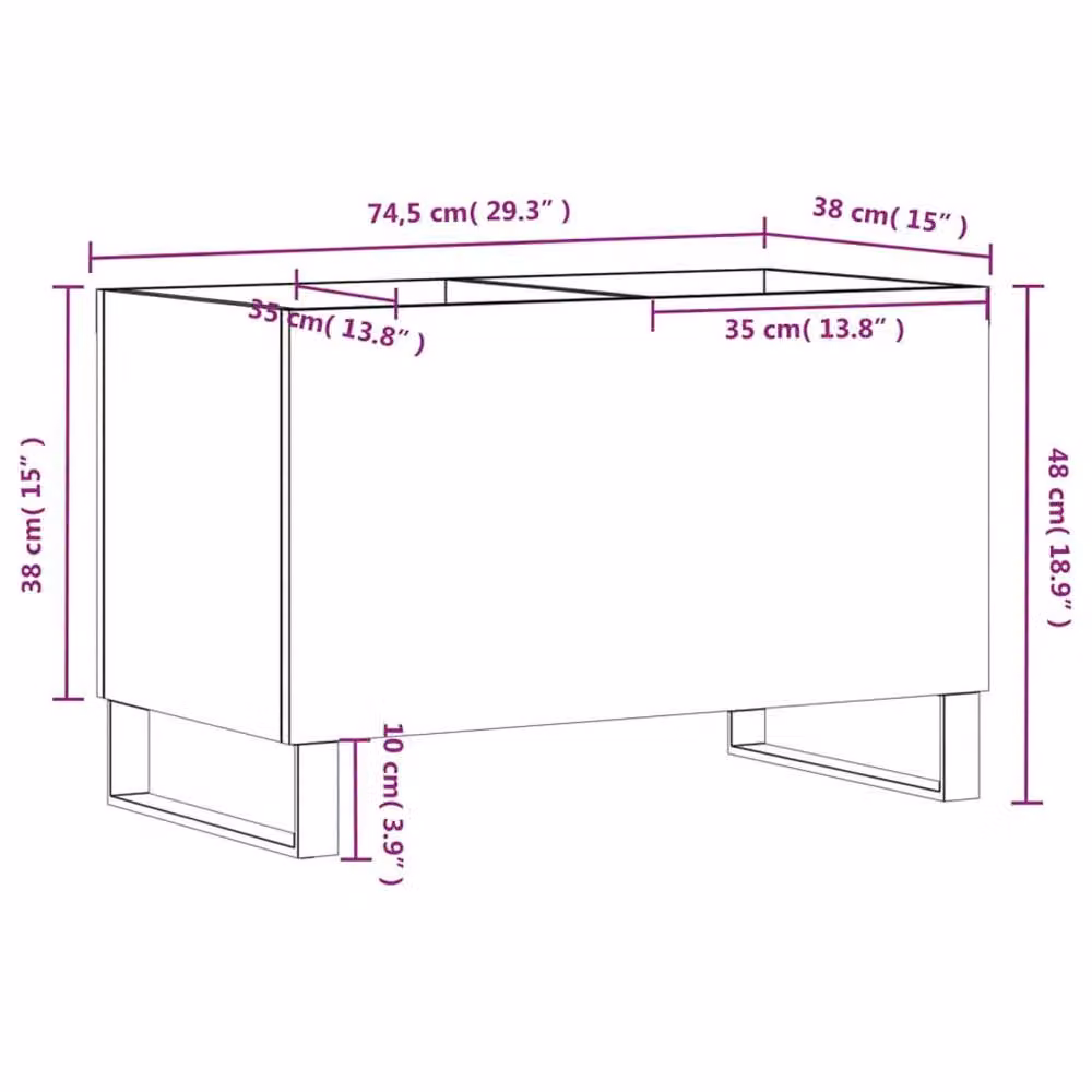 Berkfield Home Record Cabinet in Grey Sonoma, W/D/H: 74.5 x 38 x 48 cm – 3