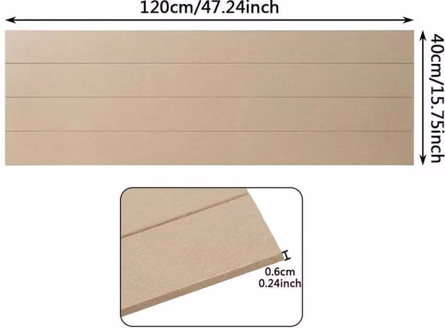 FLAVORA 6-Piece V-Grooved MDF Wall Panels in Beige, W: 40 cm, D: 120 cm, H: 0.6 cm – 1