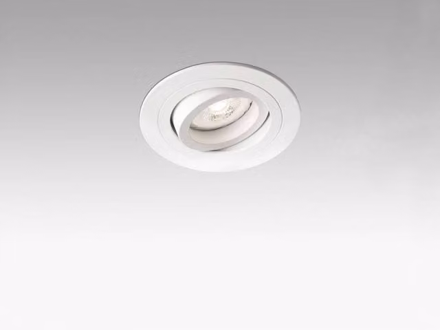 Faro Rad 1 Light Round Adjustable Recessed Spotlight in White