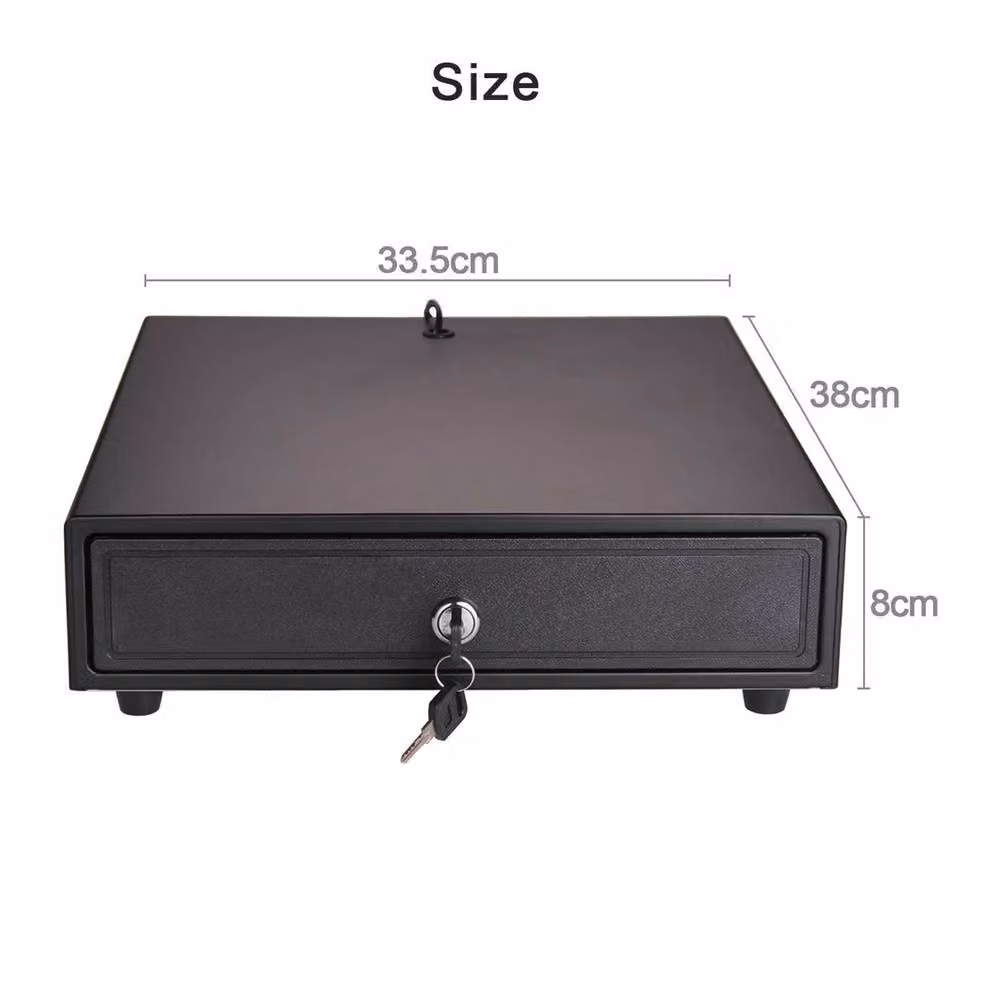SPETLEK POS Cash Drawer Register with Removable Cash Tray, Black, W/D/H: 38.0 x 33.5 x 8.0 cm – 2