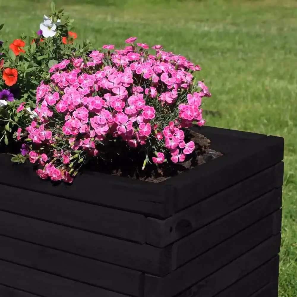 Access Garden Products Pine Raised Trough Planter in Black, W: 120 cm, D: 40 cm, H: 40 cm – 3