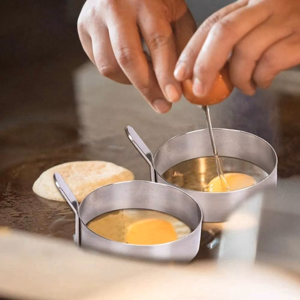 NESTLUNE 6-Piece Stainless Steel Egg Rings for Frying Pans and Pancakes, Silver, W/D/H: 100 x 15 x 2.5 cm – 4