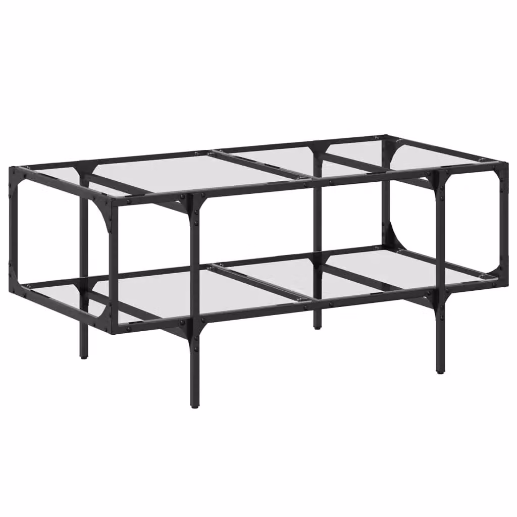 Berkfield Home Modern Rectangular Coffee Table with Transparent Glass Top and Brown Steel Frame, W: 98.5 cm, D: 50 cm, H: 45 cm – 2
