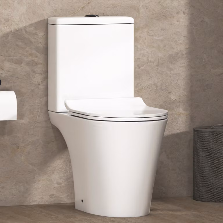 Royal Bathrooms Nova White Rimless Close Coupled Ceramic Toilet with Slim Soft Close Seat and Cistern