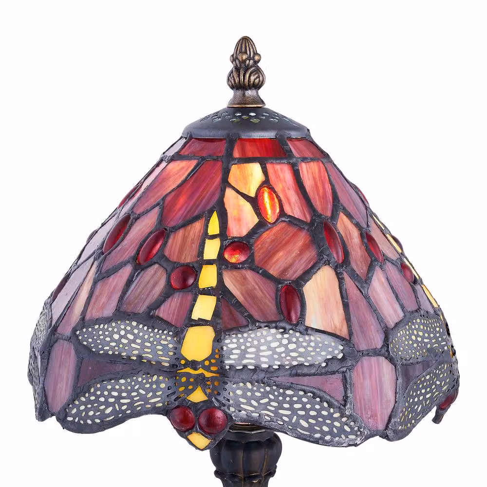 First Choice Lighting Lysa Set of 2 Red Tiffany Dragonfly Table Lamps in Bronze, Height: 37 cm – 3
