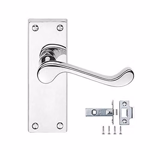 Golden Grace Victorian Scroll Latch Handles, 10 Pairs, Polished Chrome