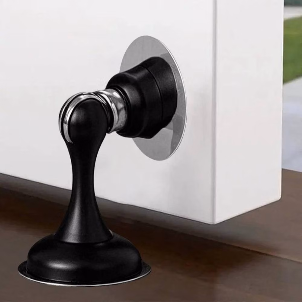 PAWNORA 2 Pack Stainless Steel Magnetic Door Stop Hook Holder Wedge in Black – 3