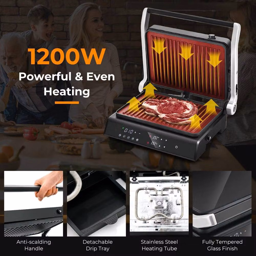 Costway 3-in-1 Electric Panini Press Grill and 1200W Sandwich Maker with Nonstick Coating in Black – 5