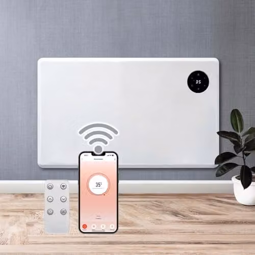 Purus 1200W WiFi Electric Convector Panel Heater, White, Wall Mounted or Freestanding, with App Control and Thermostat – 1
