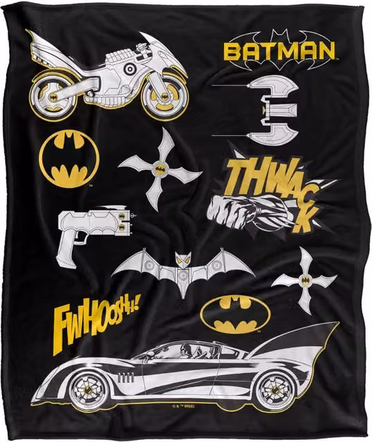 LOGOVISION Kids Batman Icons and Gadgets Super Soft Fleece Throw Blanket, Multicolour, W: 91.44 cm x L: 147 cm – 6