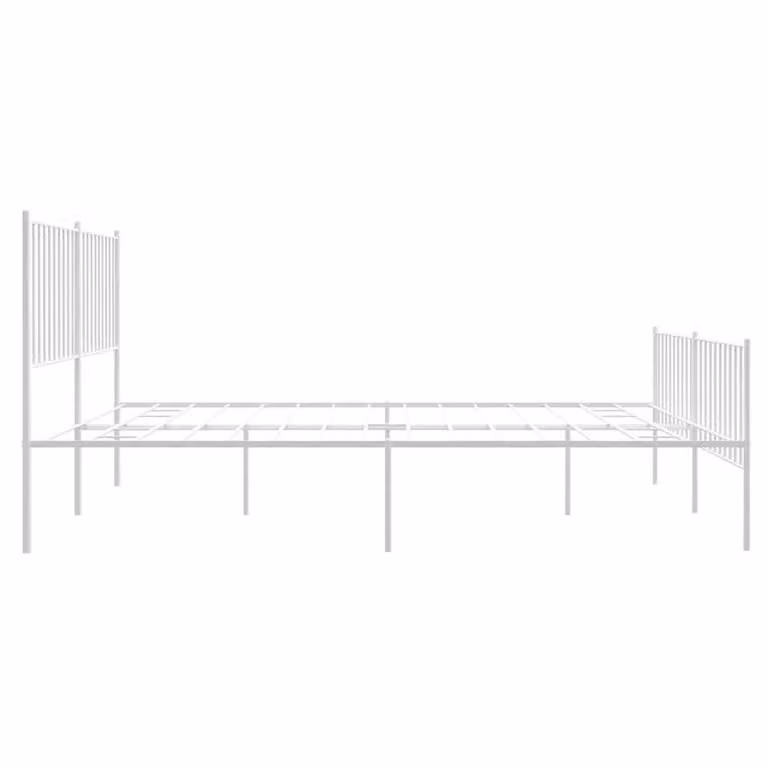 Berkfield Home Metal Bed Frame with Headboard and Footboard in White 160 x 200 cm