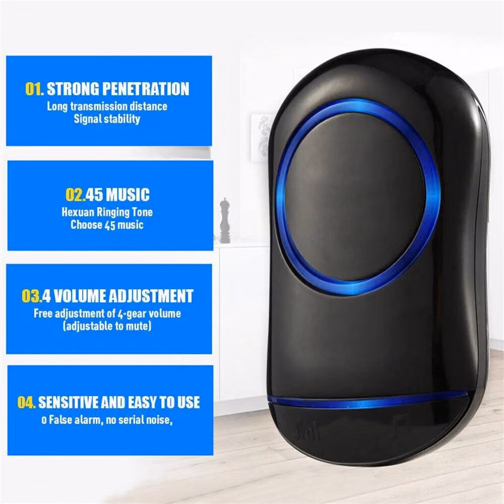 Nordara Wireless LED Flash Doorbell with Wall Plug in Black – 3