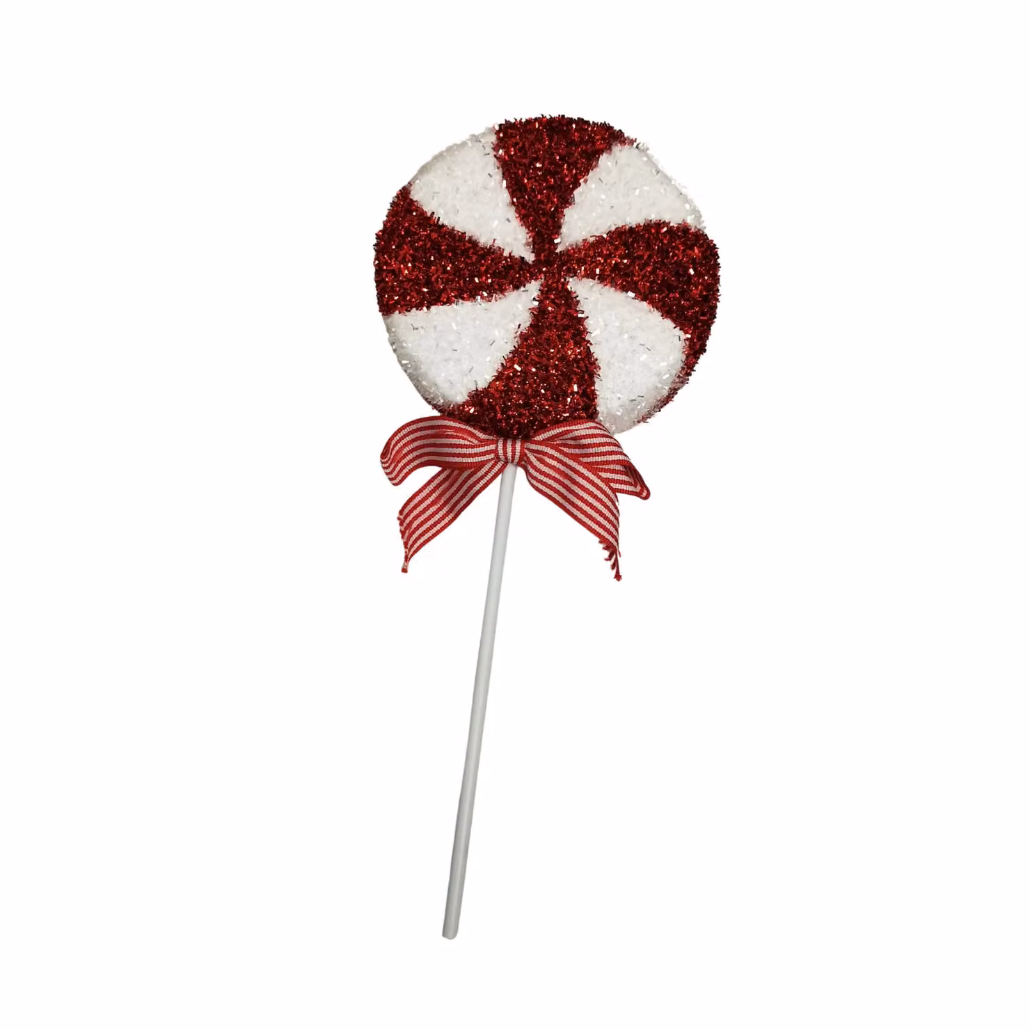Samuel Alexander Red and White Striped Glitter Candy Cane Lollipop Christmas Pendant Decoration – 6
