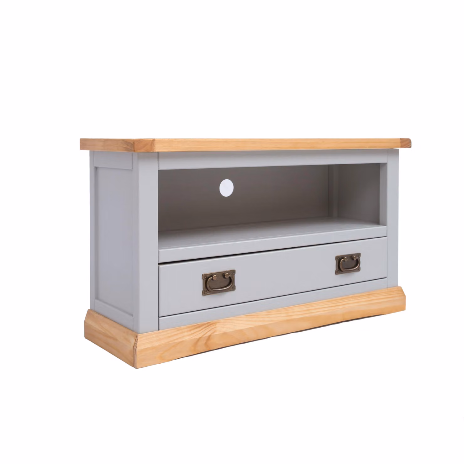 Cabinet Bits Bomporto Grey 1 Drawer TV Cabinet in Waxed Pine – 2