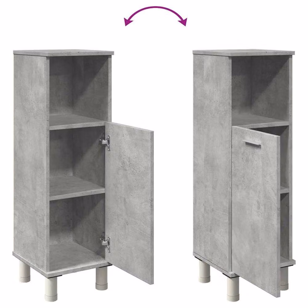 Berkfield Home Modern Freestanding Bathroom Cabinet in Concrete Grey, W/D/H: 30 x 30 x 95 cm – 3