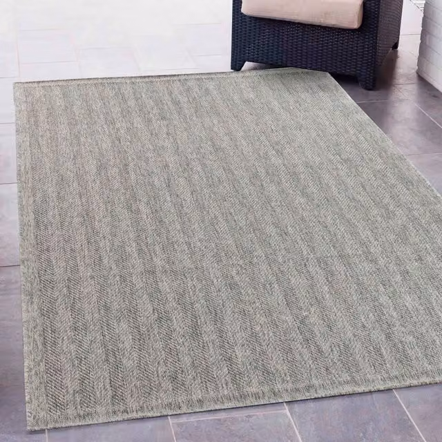 Desire Rugs Modern Herringbone Waterproof Indoor-Outdoor Rug, Grey, W: 160 cm, L: 230 cm