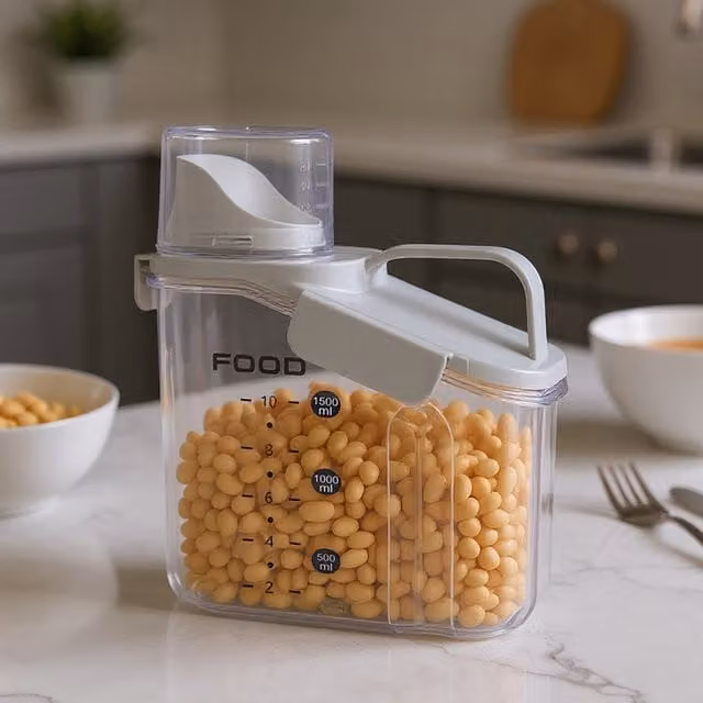 Lifeideas Transparent Airtight Food Storage Container, White, 1.5l