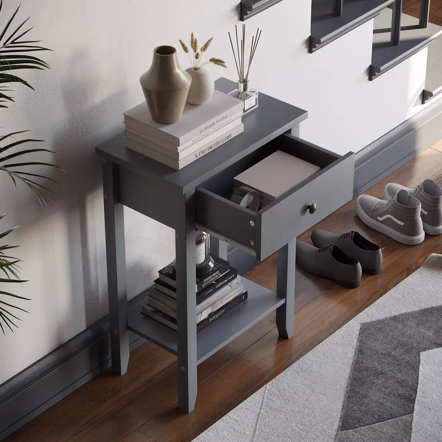 Vida Designs Windsor 1 Drawer Console Table in Grey – 3
