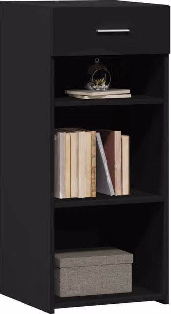 Berkfield Home Black Matt MDF Sideboard W: 40 cm, D: 42.5 cm, H: 93 cm