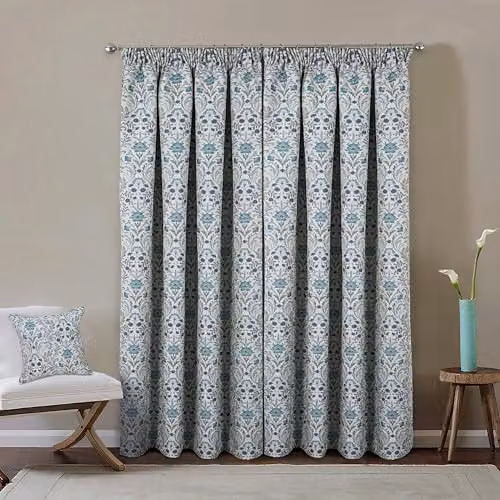 Enhanced Living Floral Blue Blackout Thermal Curtains, 2 x Curtain Panels, W: 165 cm, H: 229 cm – 1