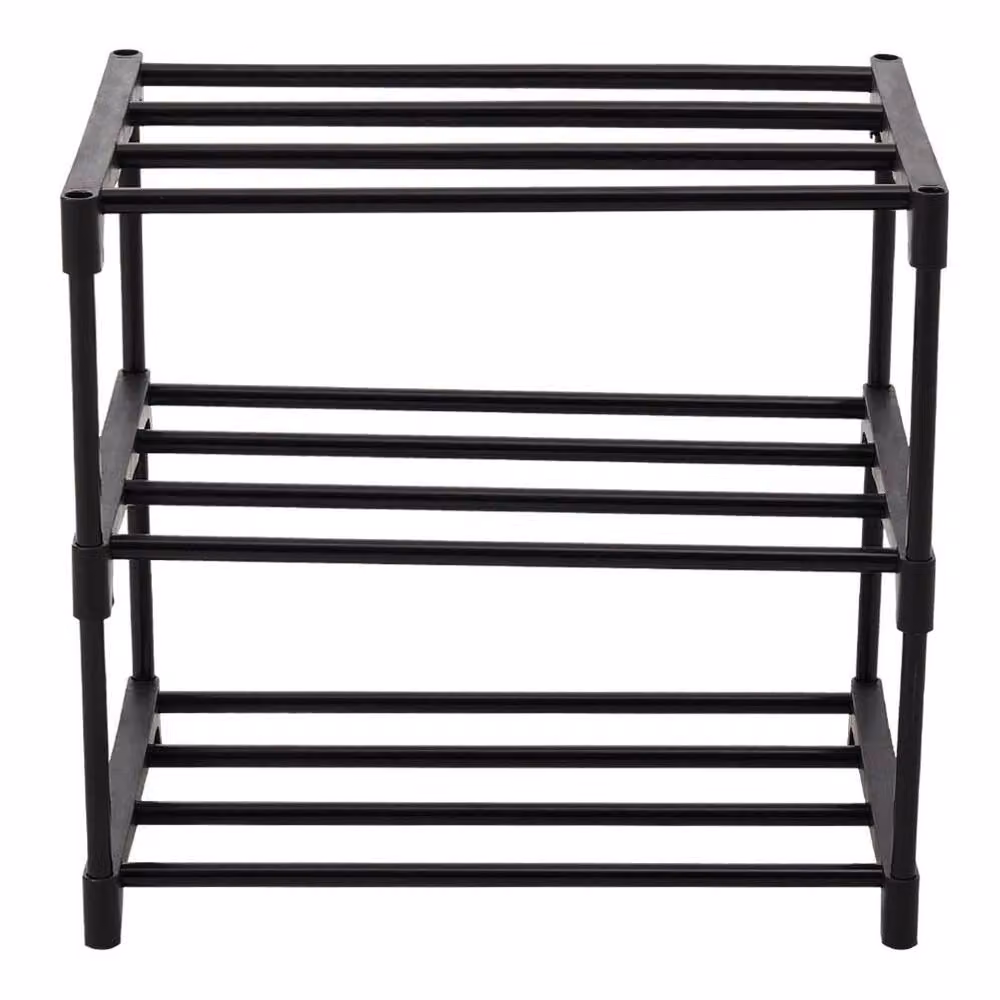FORGEVIO 3 Tier Narrow Metal Shoe Rack in Black, W/D/H: 44 x 29 x 38 cm – 4