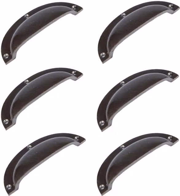Hammer and Tongs Curved Cabinet Drawer Pull in Matt Grey Iron, Pack of 6