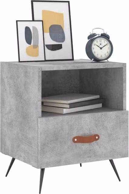 Berkfield Home Modern Bedside Cabinets, 2 Pack, Concrete Grey, W: 40 cm, D: 35 cm, H: 47.5 cm – 1
