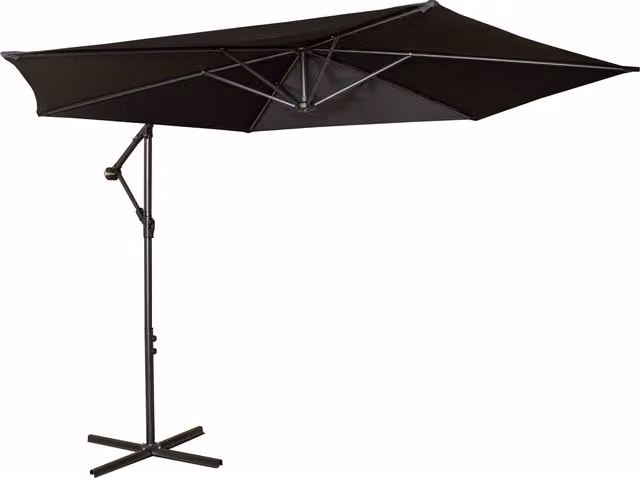 Samuel ALEXANDER 3m Black Cantilever Garden Parasol with Weatherproof Cover and Cross Stand Base – 1