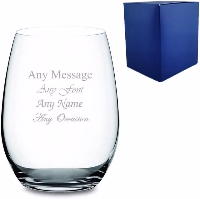 Uniqueful Personalised Engraved 21oz Stemless Gin Tumbler in Clear Glass