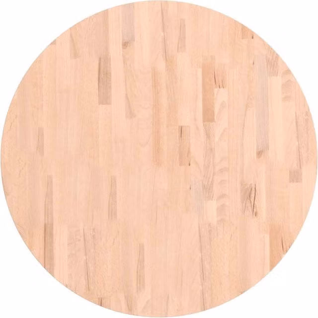 Berkfield Home Round Solid Wood Beech Table Top in Beige, Diameter: 80 cm, Thickness: 2.5 cm