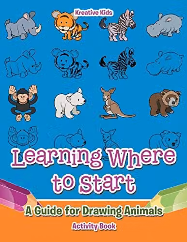 Kreative Kids Learning Where to Start: A Guide for Drawing Animals Activity Book, Multicolour, W: 27.94 cm, H: 21.59 cm