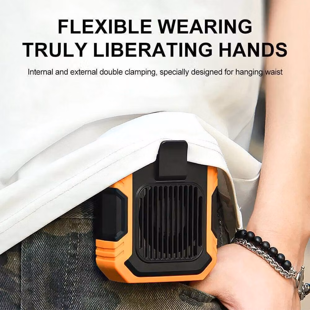 FLAVORA Orange Portable Waist Clip-on Rechargeable Mini Hanging Cooling Fan – 7